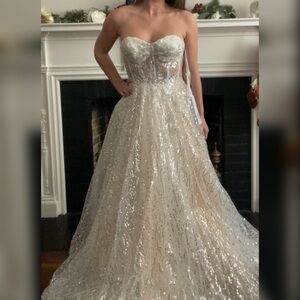 Sparkly corset wedding dress, reception, ball gown, prom or pageant evening gown